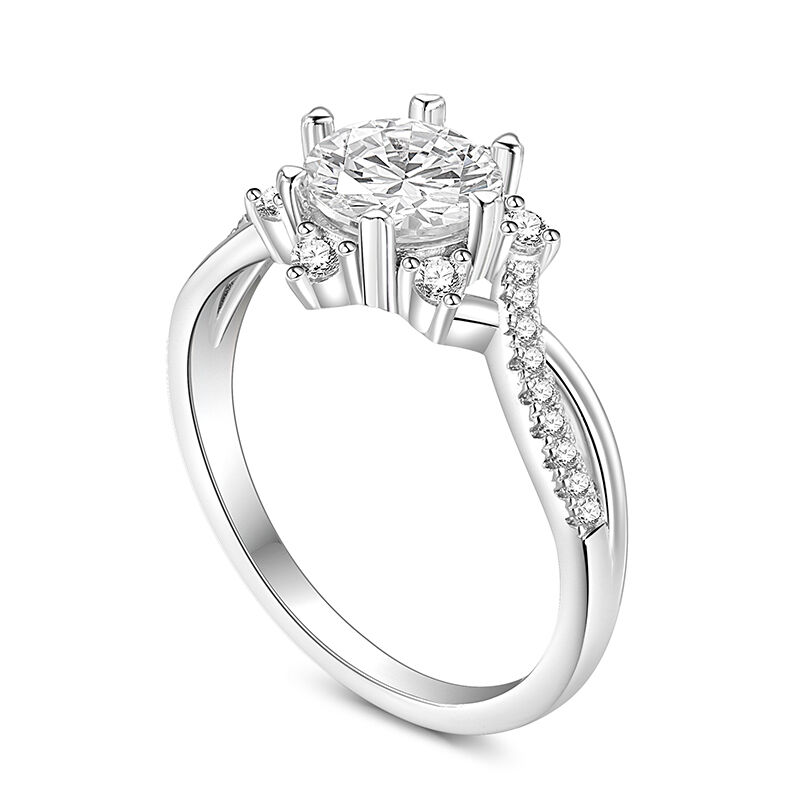 Jeulia Snowflake Vintage Engagement Ring Halo Twisted Heart Prong Silver