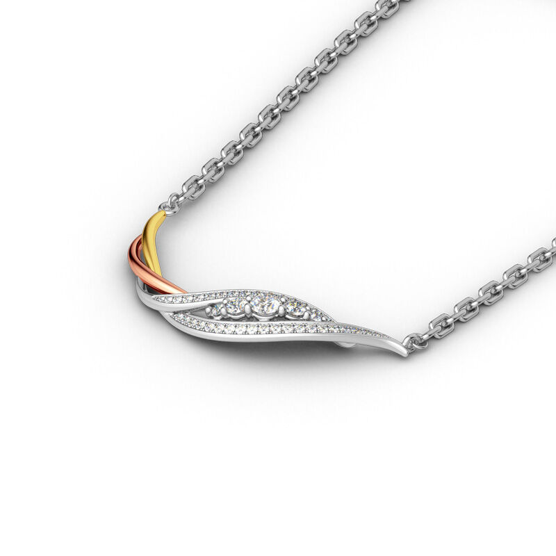 Jeulia Zierlich Dreifarbig Sterling Silber Halskette