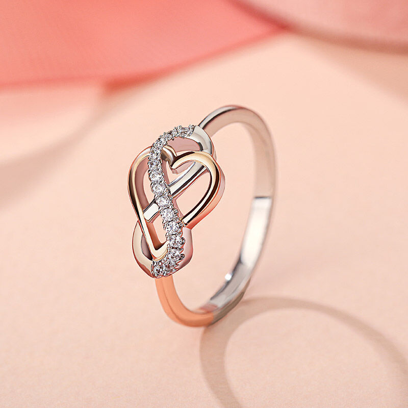 Jeulia "You Complete Me" Infinity Love Heart Sterling Silver Women's Band