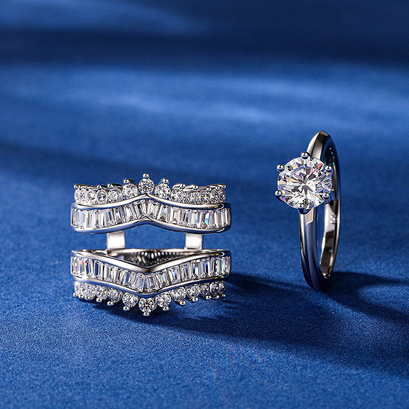 Jeulia Round Cut Interchangeable Bridal Ring Set