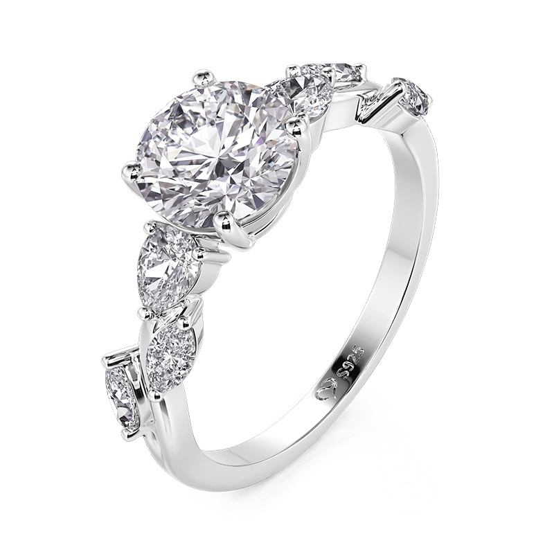 Jeulia Tangled Rattan and Leaves Engagement Ring Four Prong