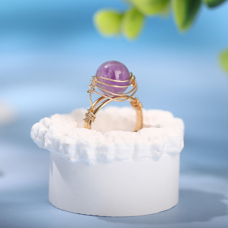 Jeulia "Release of Addiction" Natural Amethyst Adjustable Ring
