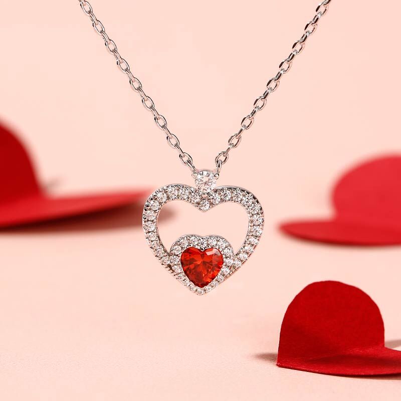 Jeulia "Brilliance Love" Heart Cut Sterling Silver Jewelry Set