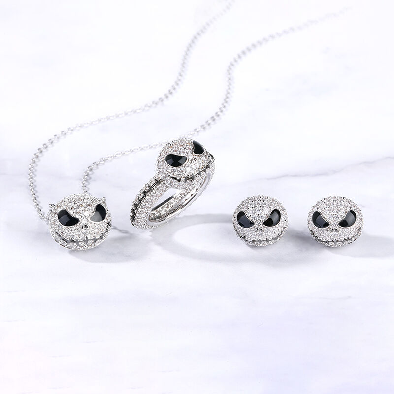 "Pumpkin King" Skull Sterling Silver Jewelry Set