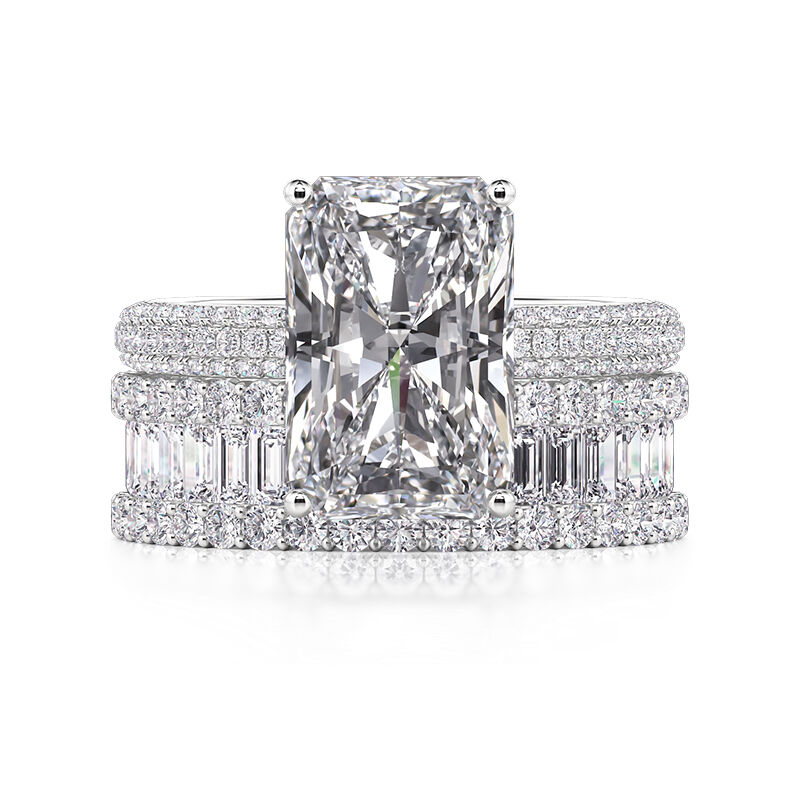 Jeulia Lyxigt Radiant Skuren Vigselringsset i Sterling Silver