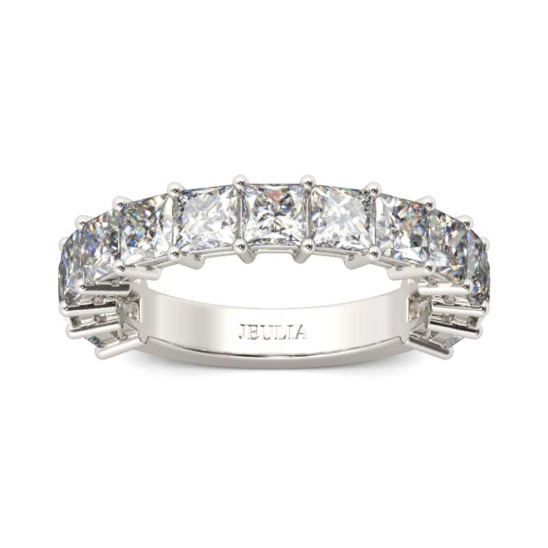 Jeulia Bar Setting Princess Cut Sterling Silver Women's Band
