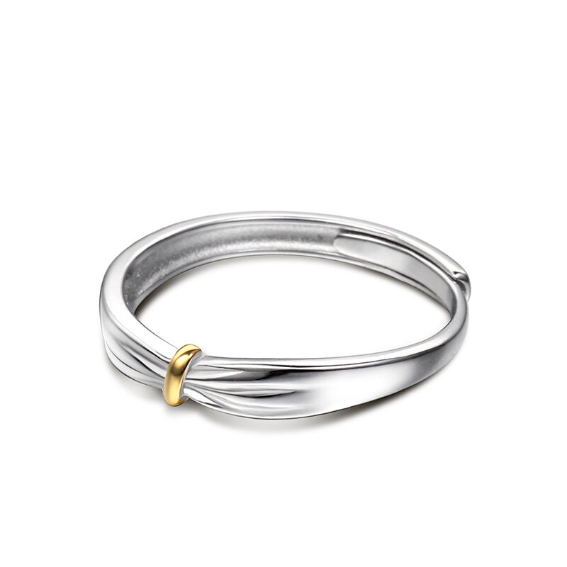 Jeulia "Lover Knot" Two Tone Adjustable Sterling Silver Men's Band