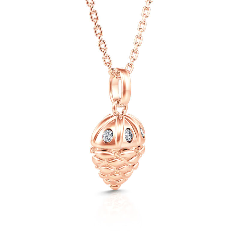 Jeulia "Lucky Acorn" Rose Gold Tone Sterling Silver Necklace