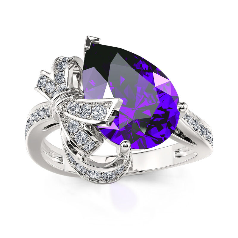 Jeulia Amethyst Purple Pear Ring