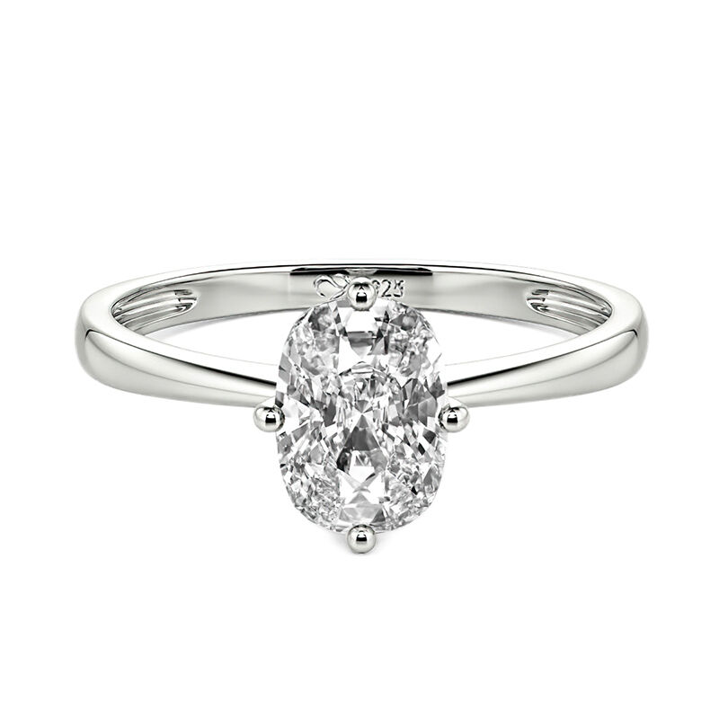 Jeulia Fat Oblong Solitaire Sterling Silver Engagement Ring