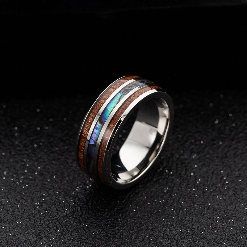 Jeulia Abalone Shell Titanium Steel Men's Band