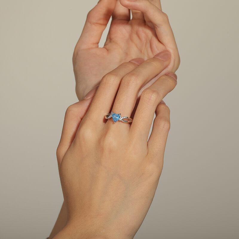 Jeulia Anello di Promessa Cuore Intrecciato Personalizzato in Argento Sterling