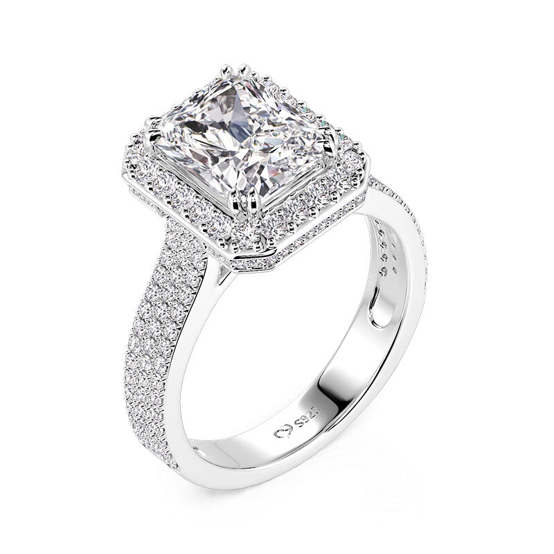Jeulia Bague de Fiançailles à Halo Pavé Coupe Rectangulaire