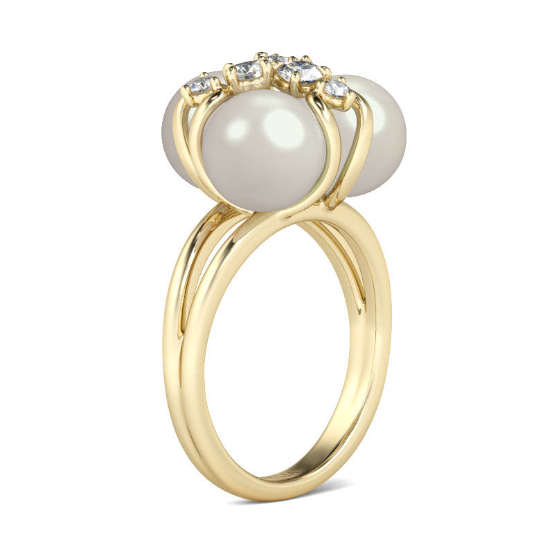 Jeulia Gold Tone Faux Pearl Sterling Silver Ring