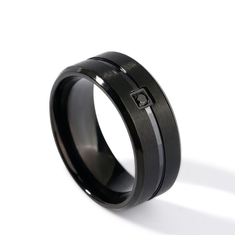 Jeulia Solitaire Black Stainless Steel Men's Band