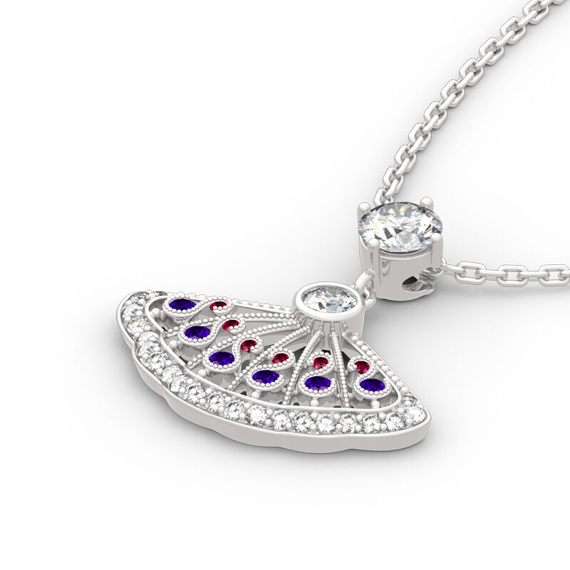 Jeulia "Power&Love" Fan Design Sterling Silver Necklace