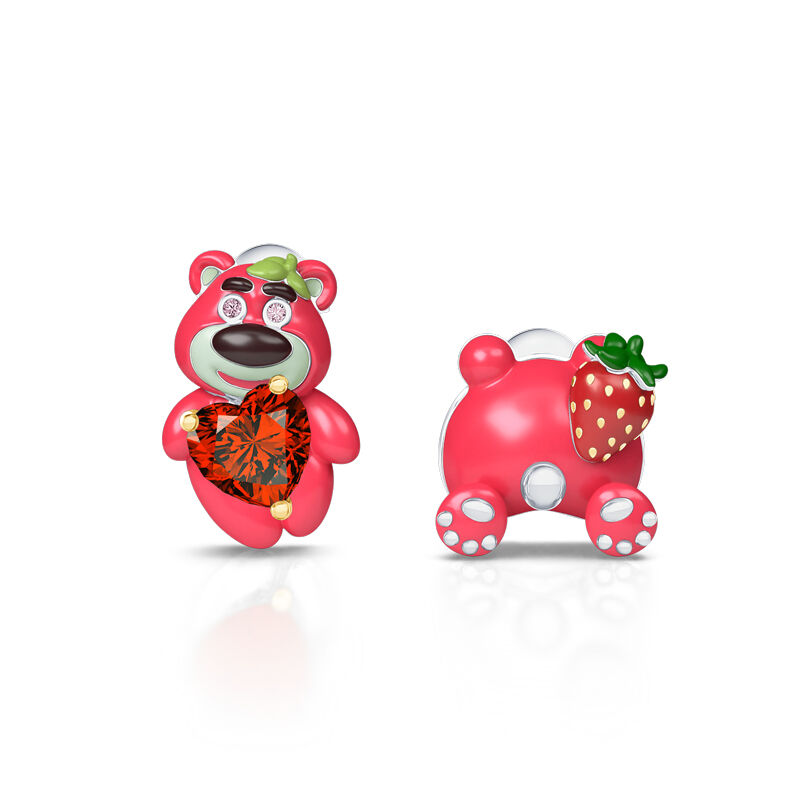Jeulia "Rosa pojke" Björn med jordgubbar sterling silver örhängen
