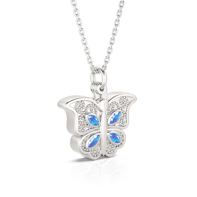 Jeulia Openable Butterfly Heart Personalized Sterling Silver Photo Necklace