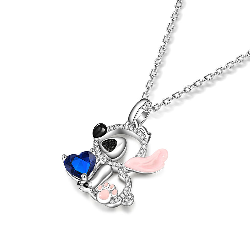 Jeulia "Little Monster" Pink Ear Heart Cut Personalized Sterling Silver Necklace
