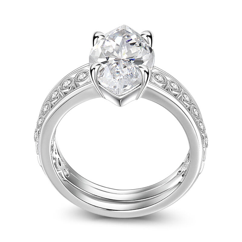 Jeulia Classic Marquise Engagement Ring Set Sterling Silver