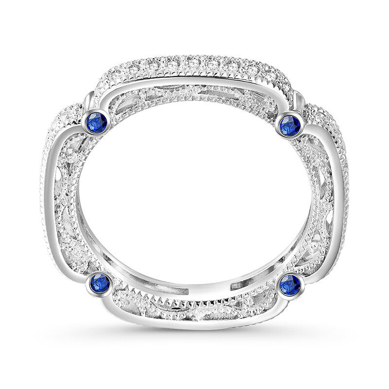 Jeulia “Lucky Blue Star” Fascia nuziale con perline d'epoca in argento sterling