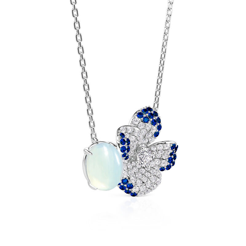 Jeulia Midsummer Night Collana Fiore con Pansé e Pietra di Luna