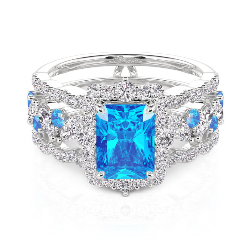 Jeulia Custom Halo Radiant Bridal Ring Set Wave Design Enhancer