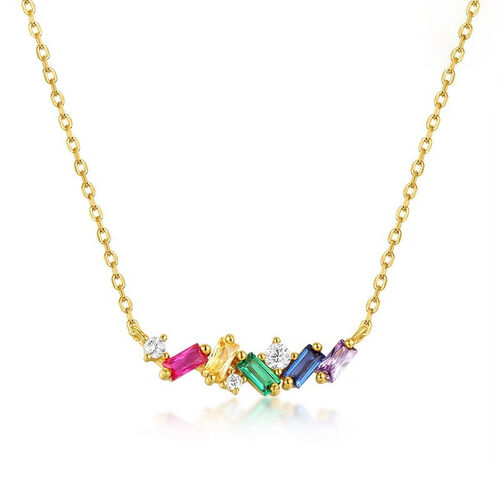Jeulia Rainbow Color Sterling Silver Necklace