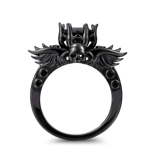 Jeulia Winged Skull Round Cut Sterling Silver Engagement Ring