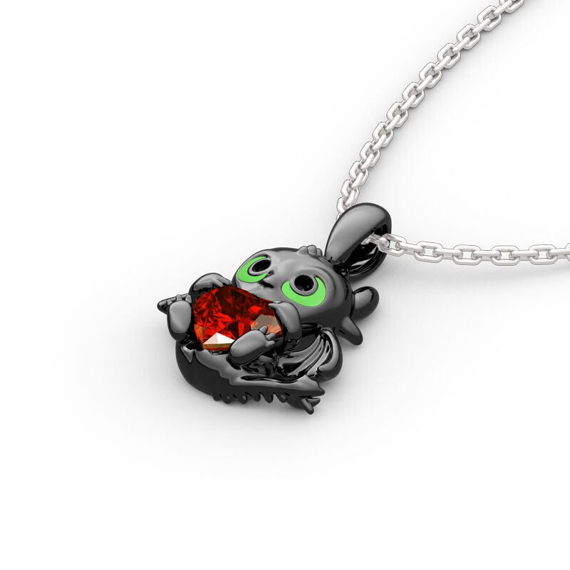 Jeulia Hug Me "Show Your Heart" Dragon Heart Cut Sterling Silver Necklace