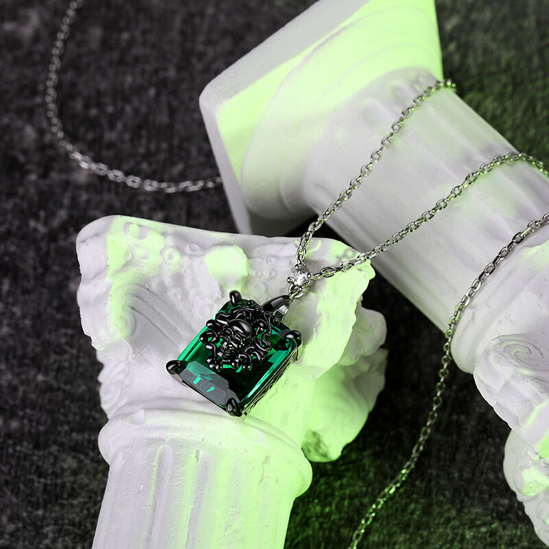 Jeulia "Phantom" Skull Emerald Cut Sterling Silver Jewelry Set