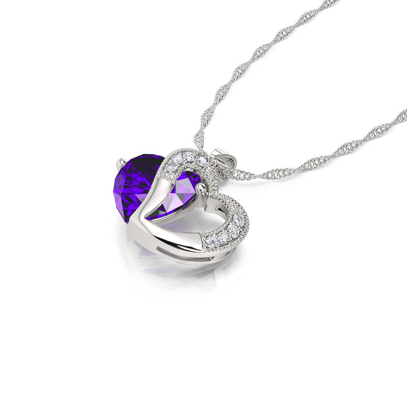 Jeulia Heart Cut Sterling Silver Pendant Necklace
