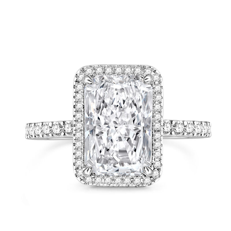 Jeulia Classic Radiant Cut Sterling Silver Engagement Ring