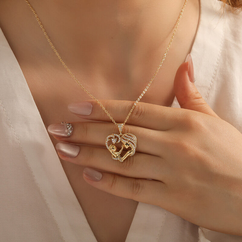 Jeulia "Heart Touch" Mom & Baby Custom Heart  Necklace