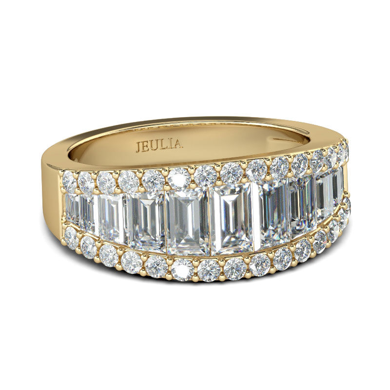 Jeulia Zweifarbig Vintage Baguette-Schliff Sterling Silber Damen Ring