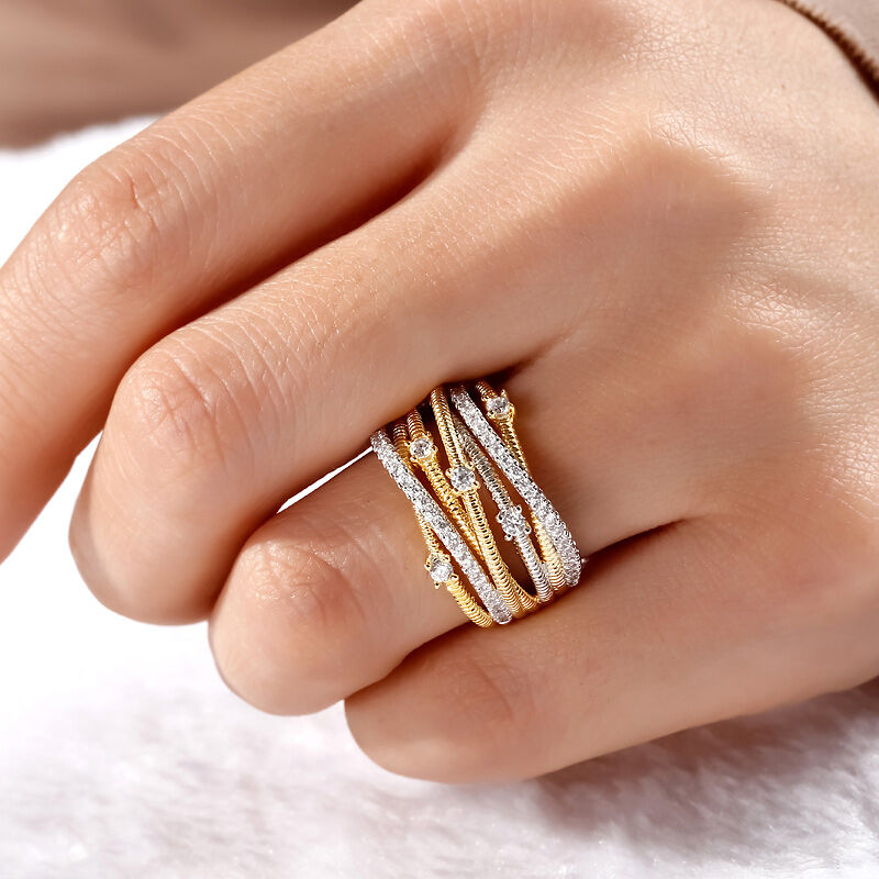 جوليا خاتم خيط من الفضة الإسترليني بلونين النسائية