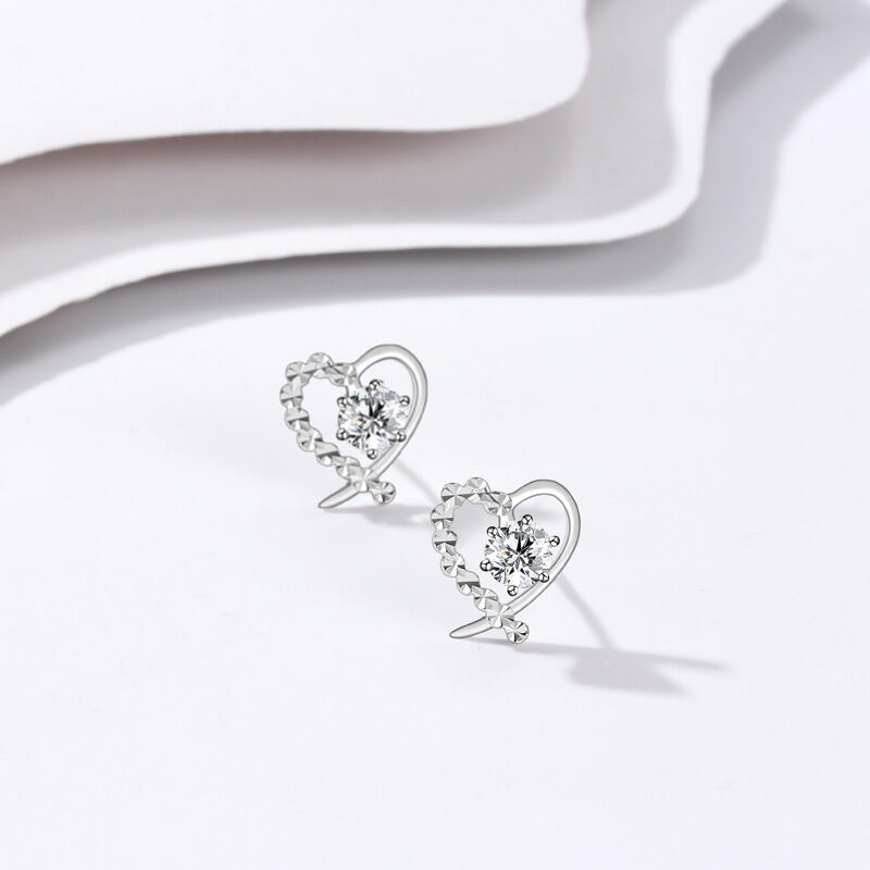Jeulia Heart Shape Round Cut Sterling Silver Earrings