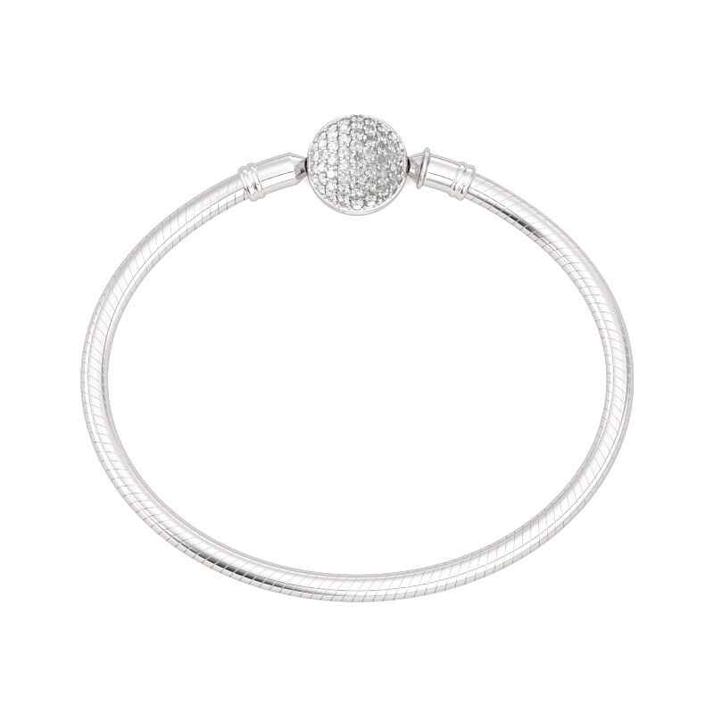 Imitated Crystal Round Shape Clasp Bracelet Sterling Silver