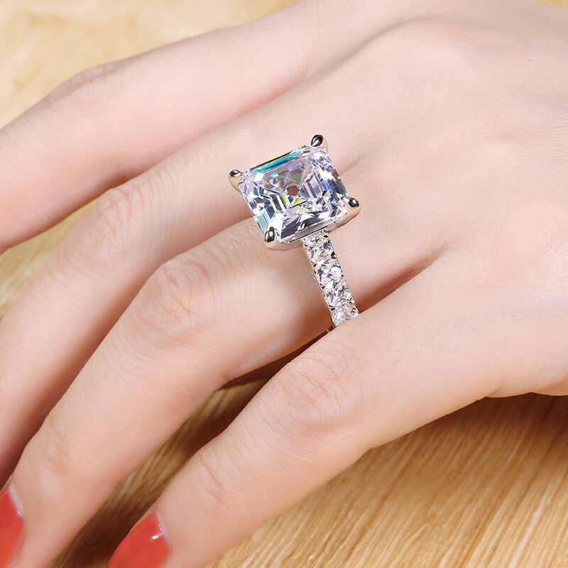 Jeulia Classic Asscher Cut Sterling Silver Ring