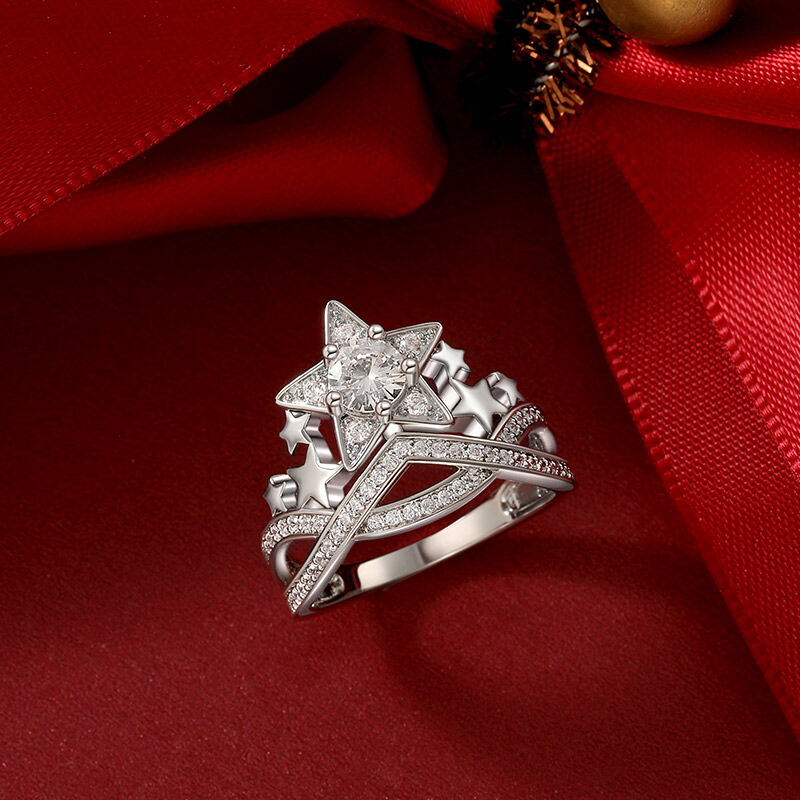 Jeulia "Christmas Gift" Nature Fashion Star Ring Sterling Sliver