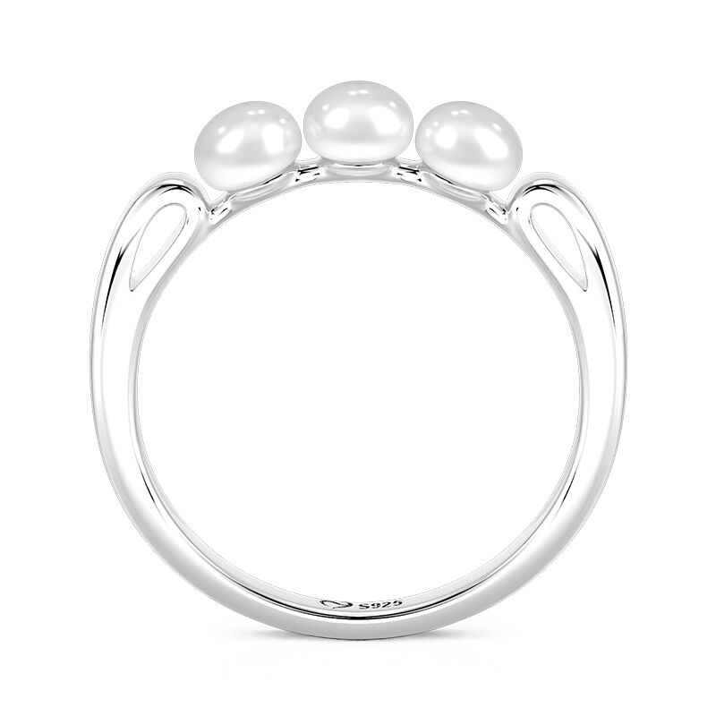 Jeulia Anillo de Boda Tres Perlas Simple de Plata de Ley
