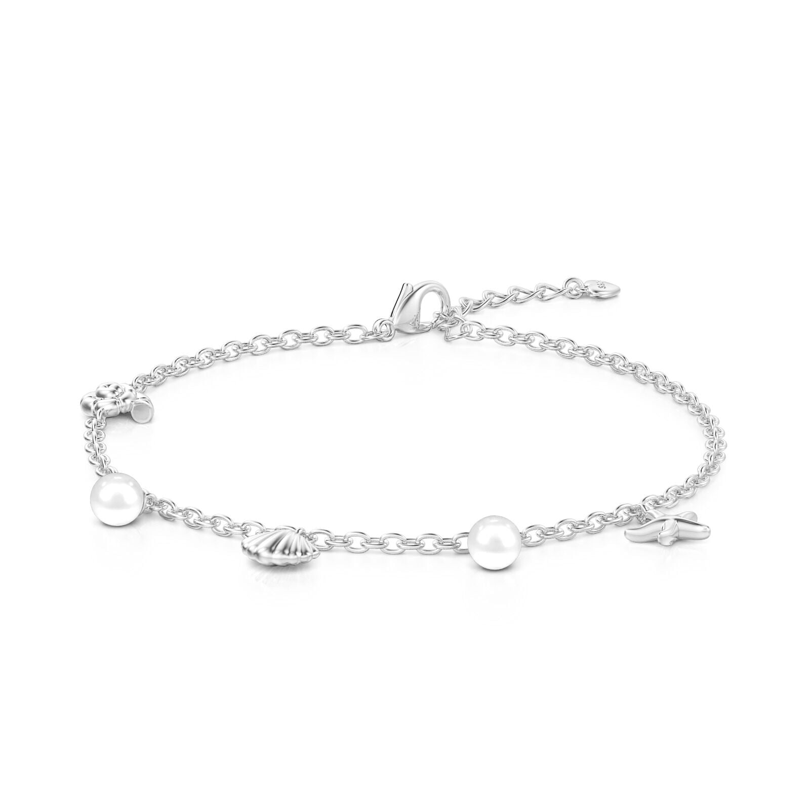 Jeulia Ocean Beach Silver Pearl Charm Bracelet