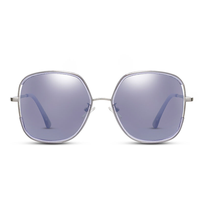 Jeulia "Rock 'n' Roll" Geometric Purple Mirror Polarized Unisex Sunglasses