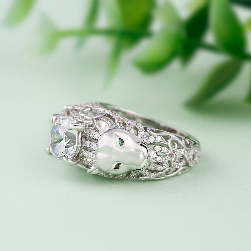 Jeulia Lion Inspired Round Cut Sterling Silver Ring