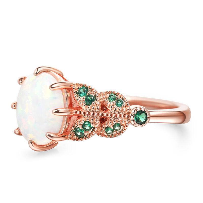 Jeulia "Art Deco" Vintage Opal Sterling Silver Engagement Ring