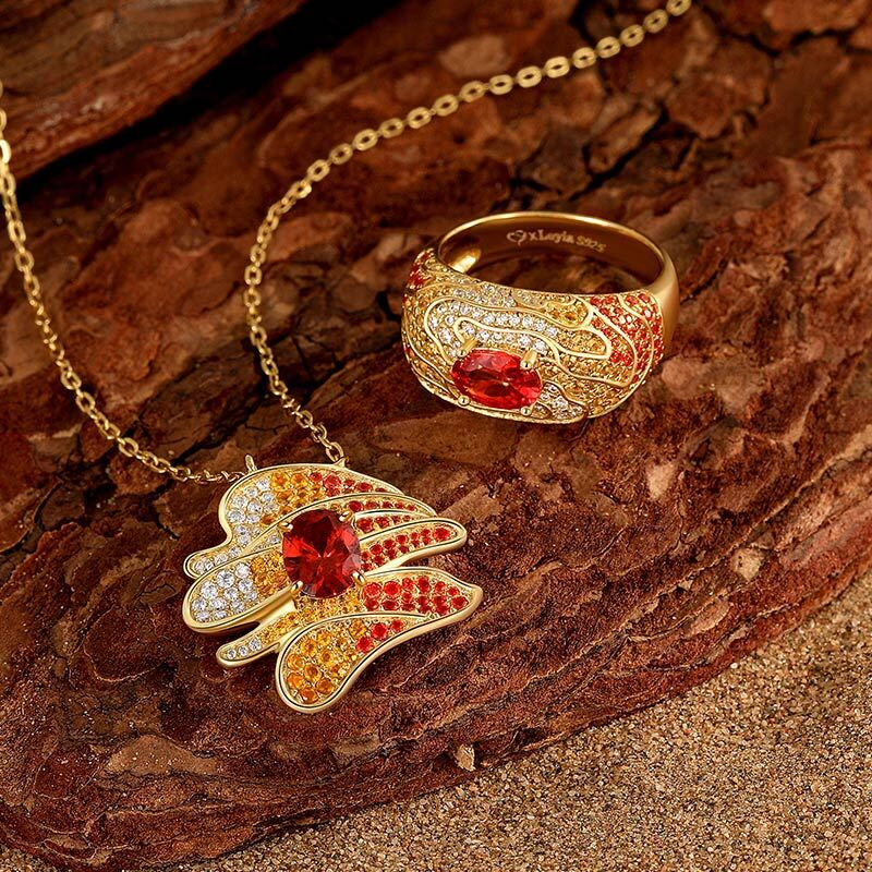 Jeulia x Leyla Art Deco Guld Cocktailring "Sunset Desert" i Sterling Silver