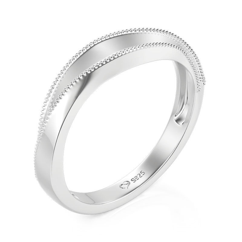 Jeulia Klassisk Våg Herre Vigselring i Sterling Silver