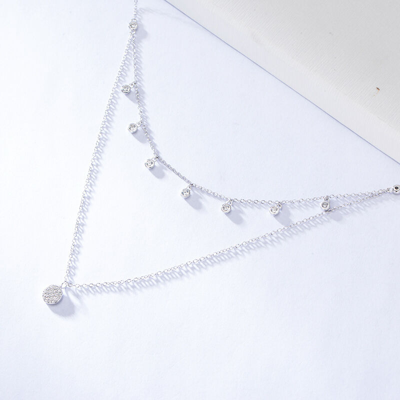 Jeulia "Delicate Shine" Sterling Silver Layered Necklace