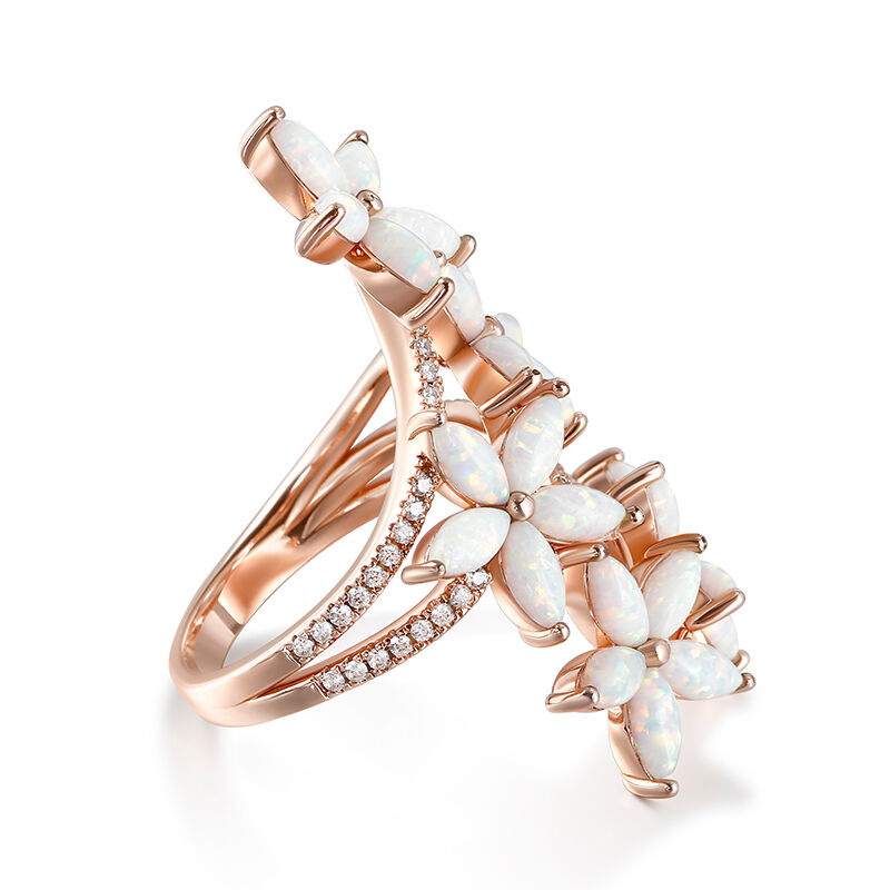 Jeulia "Süß Duftend" Opal Floral Sterling Silber Ring