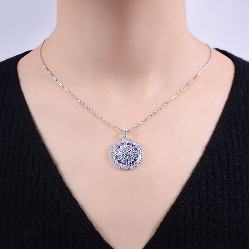 Jeulia "Divine Rose Window" Inspired Sterling Silver Necklace